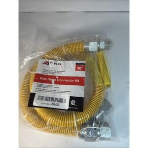 TT FLEX 36 inch Flex Gas Line Hose Stainless Steel Gas Dryer Connector Kit 1"